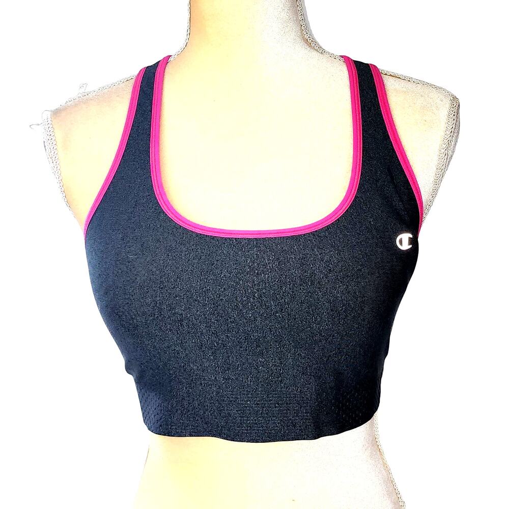 Champion Women's Razor back gray pink granite heat sports bra